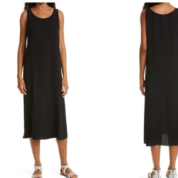 Eileen Fisher Dresses & Skirts - Eileen Fisher Black Silk Midi Dress